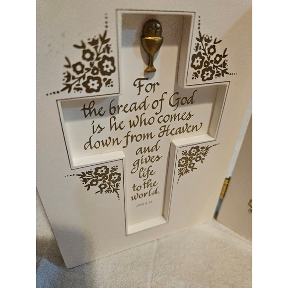 Vintage 1997 Roman, Inc. First Holy Communion Photo Frame 5x7 White Gold - Picture 4 of 11